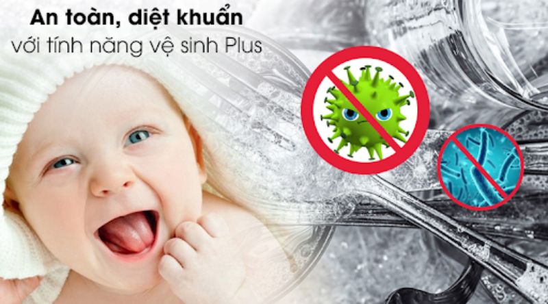 Đảm bảo mức độ diệt khuẩn cao với tính năng sấy vệ sinh Plus